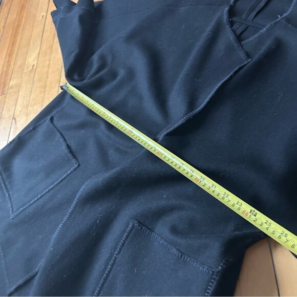 Lundstrom Sz M Wool Black Relaxed Open Front Lagenlook Jacket Coat - Picture 12 of 12